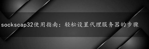 sockscap32使用指南：轻松设置代理服务器的步骤