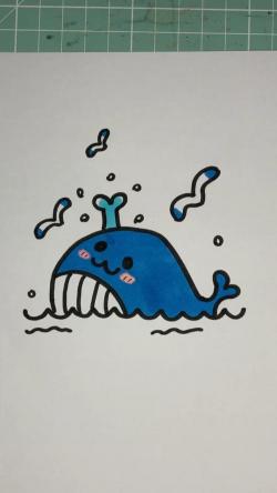 探索蓝鲸的奥秘：一组迷人的卡通简笔画图片
